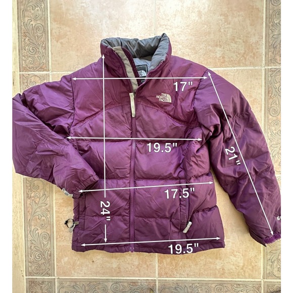 The North‎ Face Polyester 600 Goose Down Filled Burgundy Jacket Girls size L - Picture 2 of 9